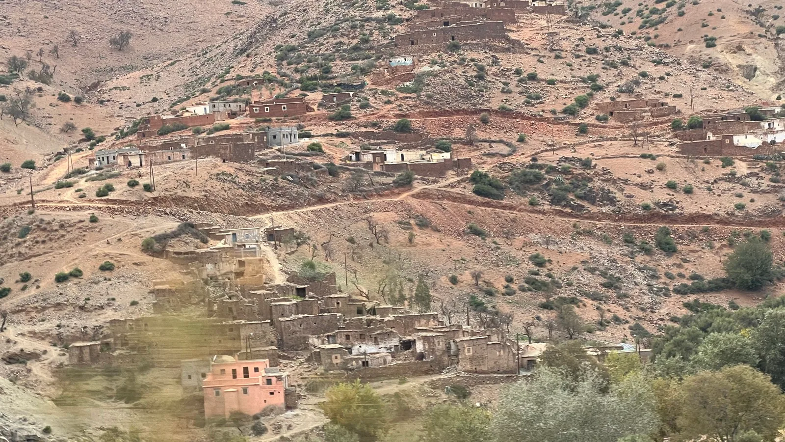 Remote settlements across the High Atlas Mountains near Assif El Mal